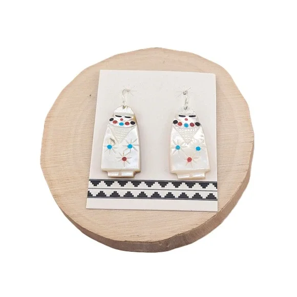 Native American Earrings Zuni Kachina Corn Maiden Southwest Jewelry‎ ***